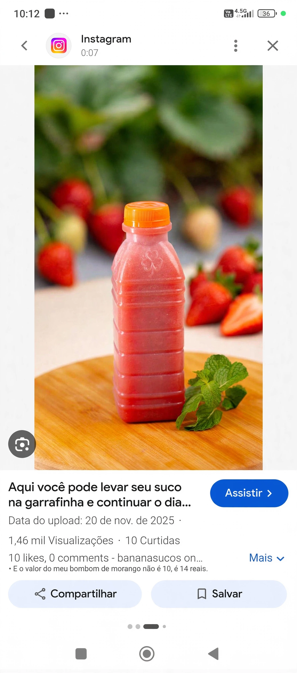 Suco de Morango com Água